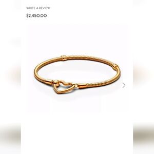 Pandora 14k Solid Gold  Moments Heart Closure Snake Chain Bracelet Size 3